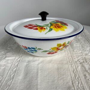 Vintage Bumper Harvest Enameled Serving Bowl